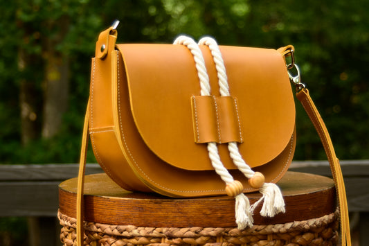 Maddie Leather Saddle Bag Crossbody