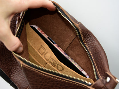 Front Zip Leather Clutch