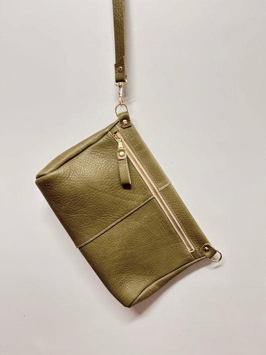 SALE!  Front Zip Leather Clutch