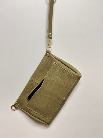 SALE!  Front Zip Leather Clutch