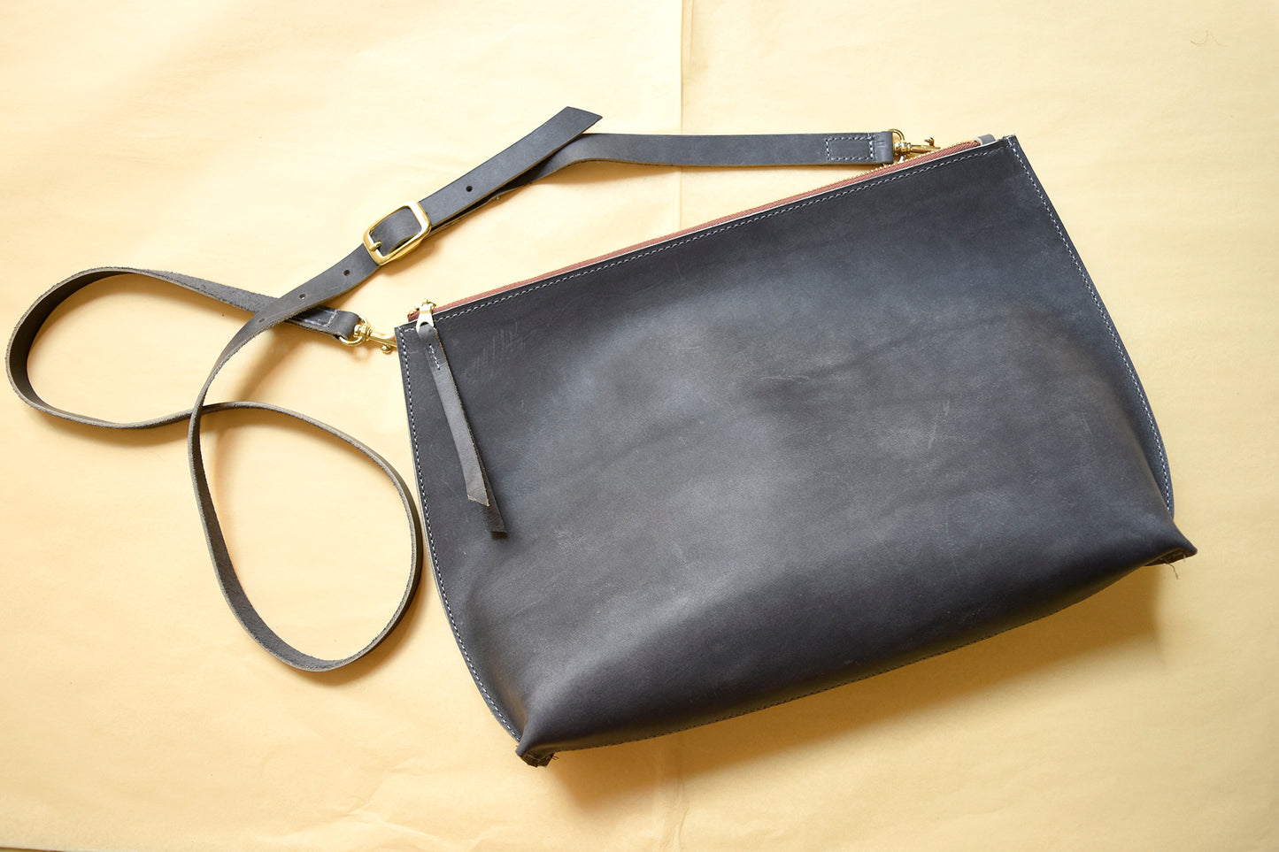 Large Everyday Zippered Crossbody, Genuine Leather Crossbody bag