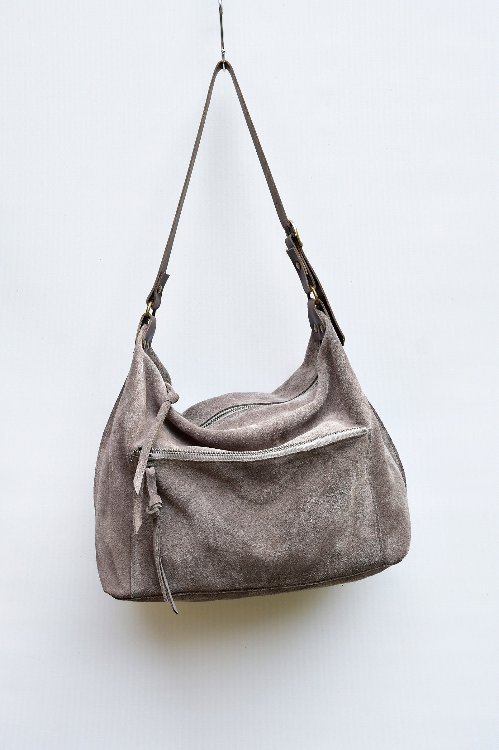 Zuri Suede Leather Hobo - Suede Shoulder Bag – BuboHandmade