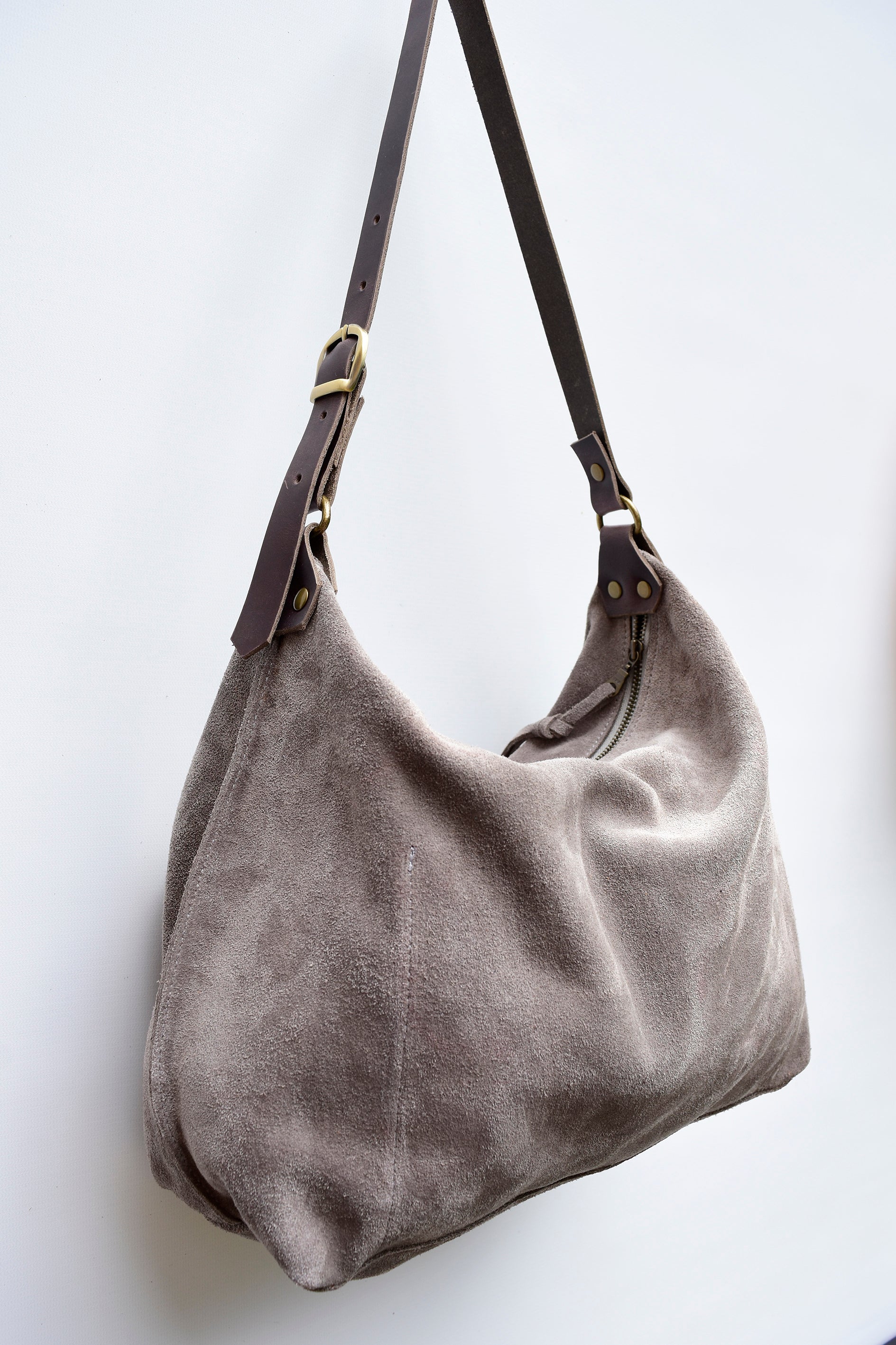 Suede Leather Large Capacity Shoulder Bag Vegan Leather Hobo 