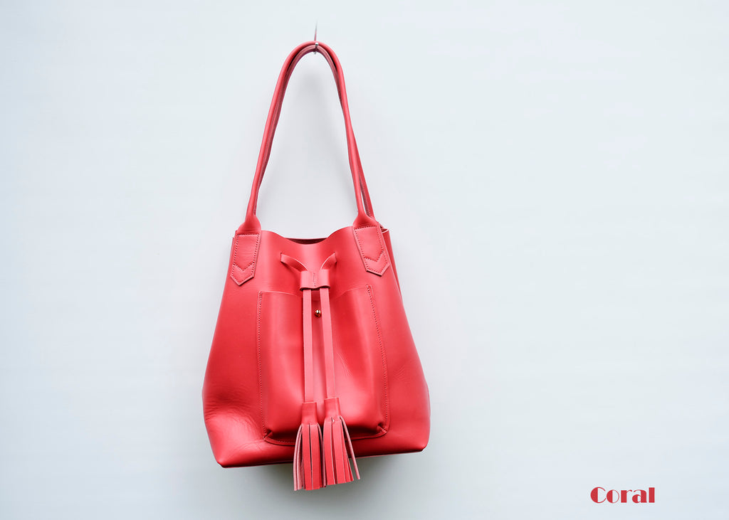 Frankie Tote - Leather Drawstring tote
