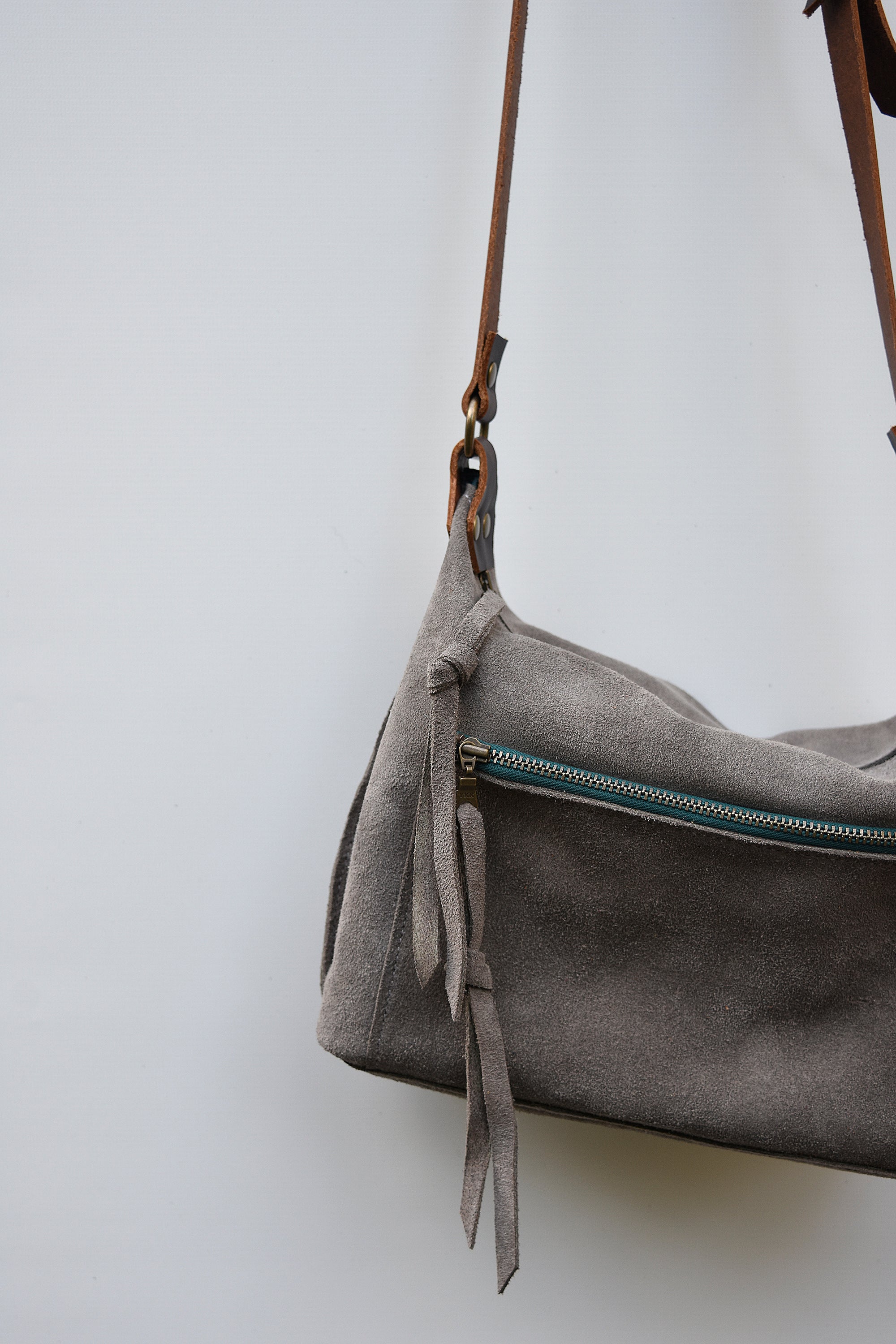 Womens Genuine Leather Purse Adjustable Strap Mid Size Multi Pocket  Shoulder Bag Navy Blue