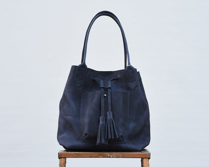 Frankie Tote - Leather Drawstring tote