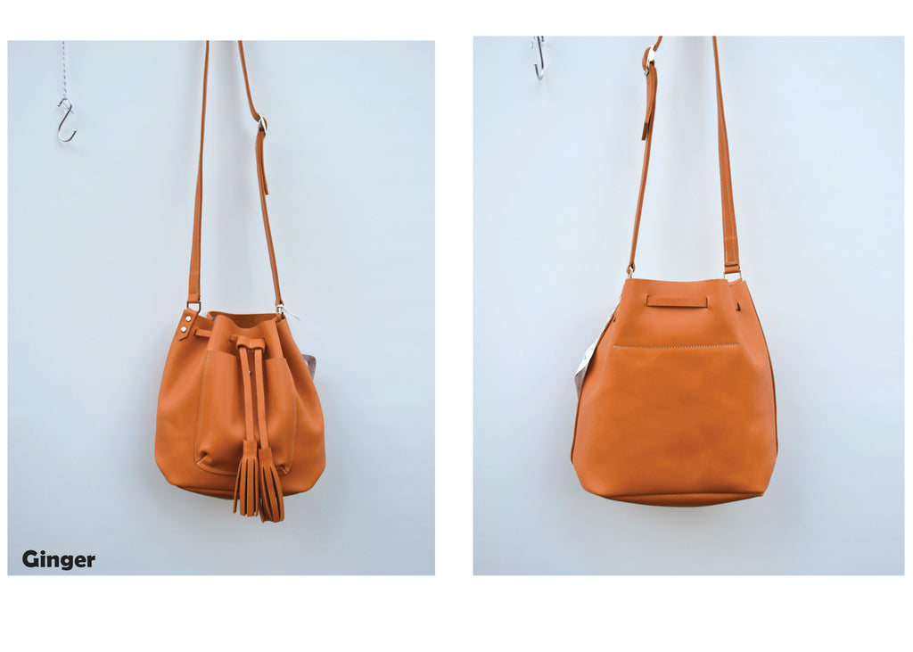 Abbie Leather Bucket Bag with Tassels