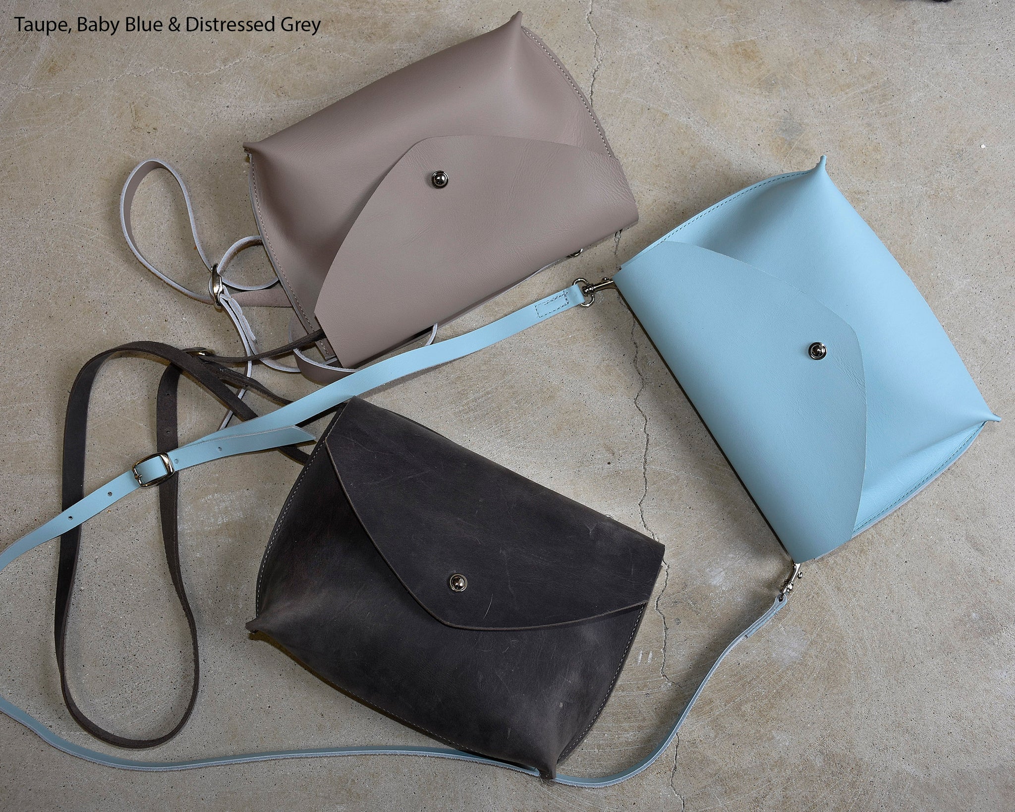 Small Leather Envelope Crossbody Purse Distressed Grey